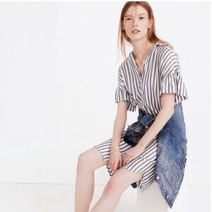 Madewell Gray and White Striped Shirtdress • NWT